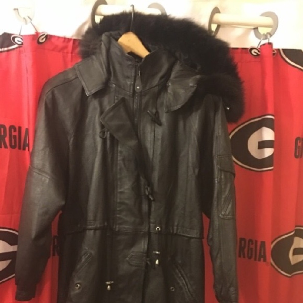 Leather trench coat